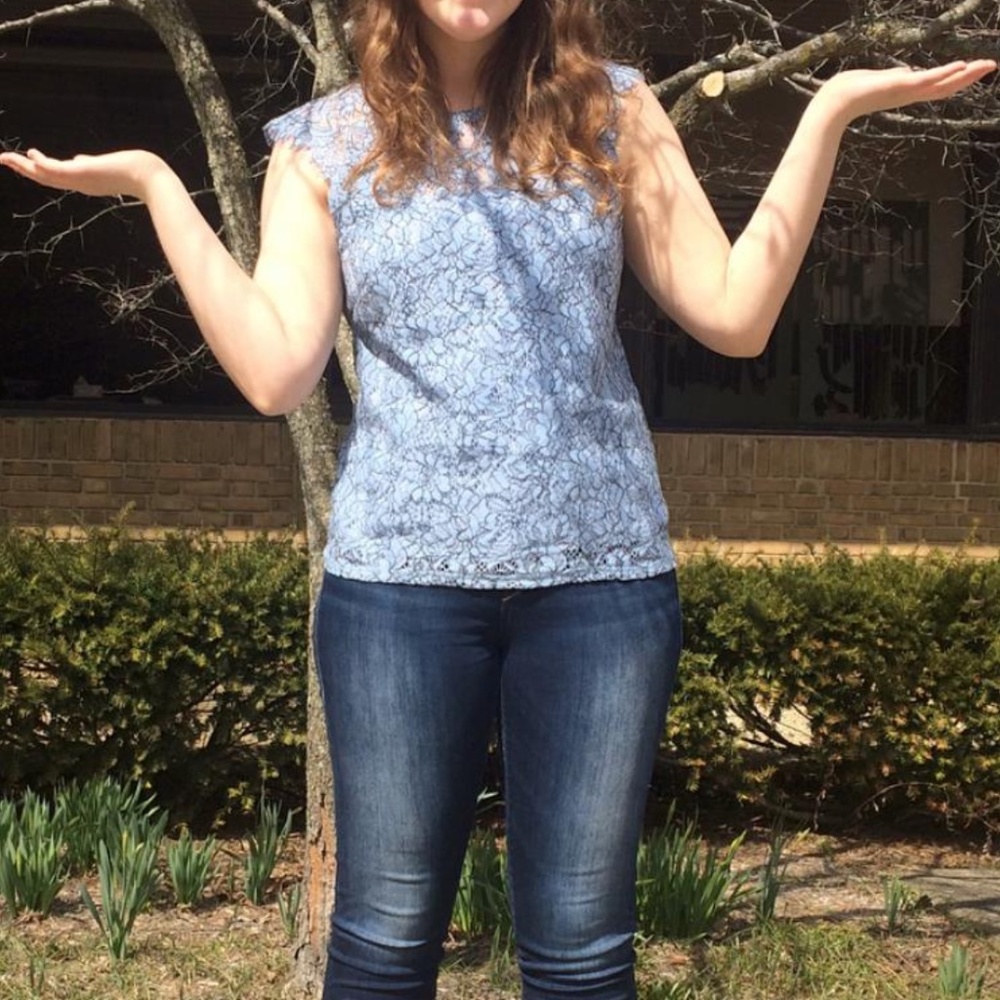 Blue H&M Lace Patterned Top